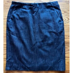 Akris Women's Skirt Black Stonewash Stretch Denim Straight Pockets Sz 6